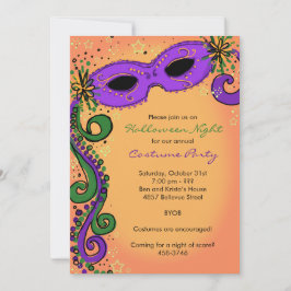 Convite à Mardi Gras para Festa de Halloween