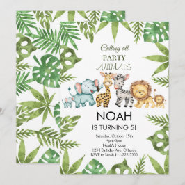 Convite à Noite de Animais da Selva Tropical Safar