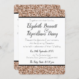 Convite à Noite de rosa Dourado Faux Glitter