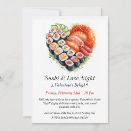 Convite à Noite de Sushi e Amor Personalizável