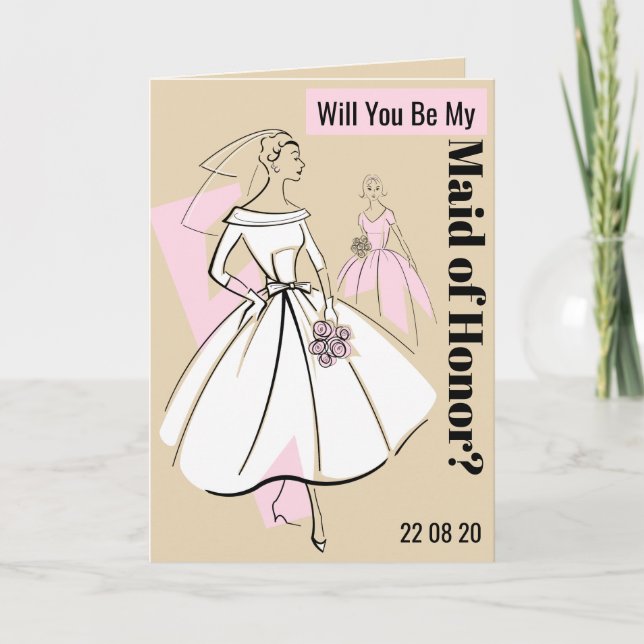 Convite A Noiva da Moda Neutral É Minha Madrinha de casame (Frente)