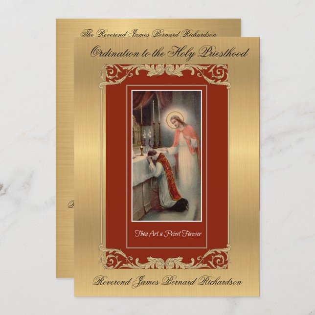 Convite à Ordenação Católica à Santa Sé (Frente/Verso)