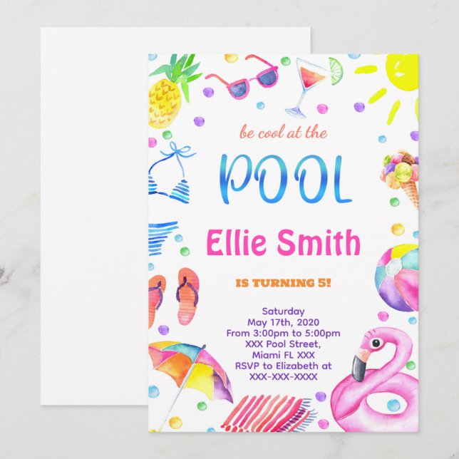 Convite à Piscina de Meninas (Frente/Verso)