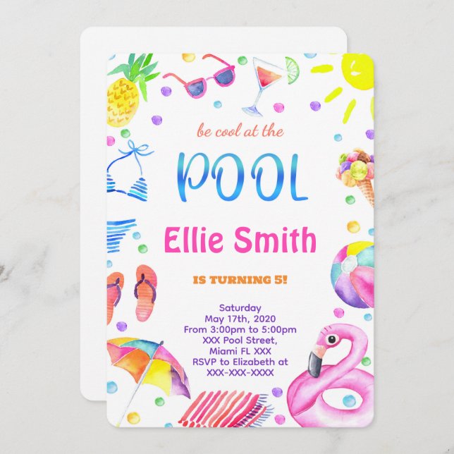 Convite à Piscina de Meninas (Frente/Verso)