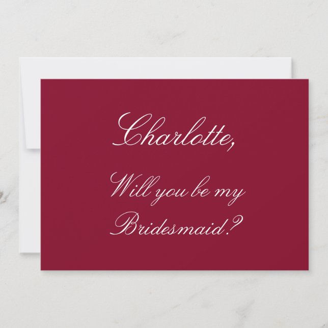 Convite à Proposta Elegante Burgundy Bridesmaid (Frente)