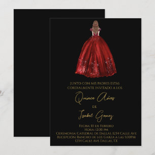 Convite à quinceañera da silhueta negra