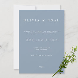 Convite à Recepção de casamento Azul Elegante Dust