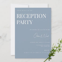 Convite à Recepção de casamento Azul Elegante Dust