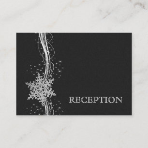 convite à recepção de casamento Black Silver Snowf