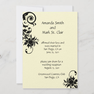 Convite à Recepção de casamento de Black and Ivory
