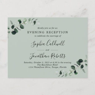Convite à Recepção de casamento Eucalyptus Noite