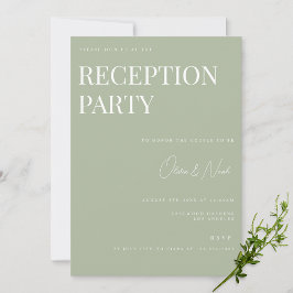 Convite à Recepção de casamento Verde Elegante Sag