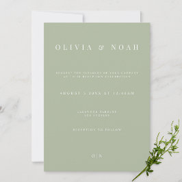 Convite à Recepção de casamento Verde Elegante Sag