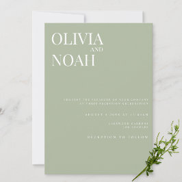 Convite à Recepção de casamento Verde Elegante Sag
