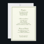 Convite à Recepção de casamento Verde Marfim Elega<br><div class="desc">Personalize nosso marfim elegante e clássico e nossa recepção de casamento verde,  RSVP e cartão de gabinete de detalhes. Todo texto e fontes podem ser modificados. Coordenar convites,  salvar a data,  favores de casamento,  etc.,  também estão na nossa suíte de casamento no Compro dos Essenciais de Casamento Católico.</div>