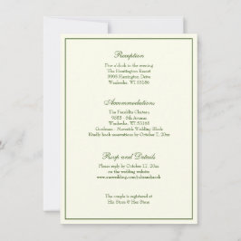 Convite à Recepção de casamento Verde Marfim Elega