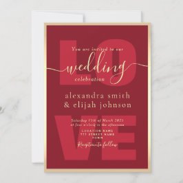 Convite à Recepção de casamento Vermelha Moderna