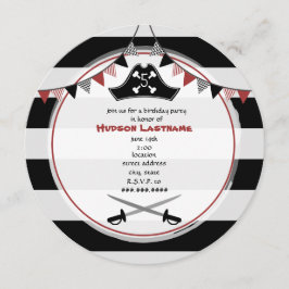 Convite à Redonda de Festas de aniversário Piratas