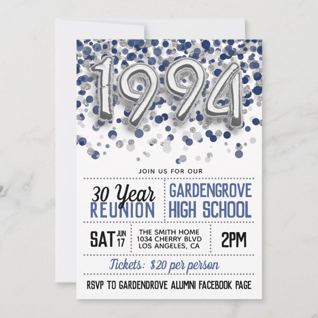 Convite à Reunião do Segundo grau College, 1994 (Frente)