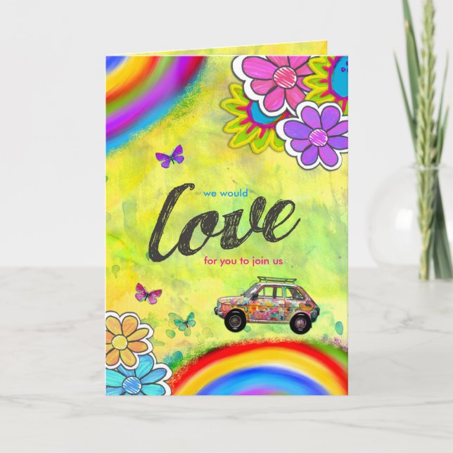 Convite A tintura do laço do Hippie do GC convida (Frente)