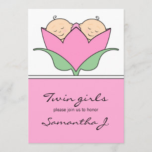 Convite à Tulipa Rosa Chá de fraldas das Gêmeas Am
