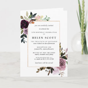 Convite Abóbora-Rosa-70 Floral-Rosa, Aniversário Dobrado