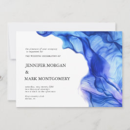 Convite abstrato de Casamento Azul de Seda