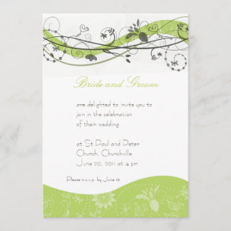 Convite abstrato floral & do redemoinho - verde &
