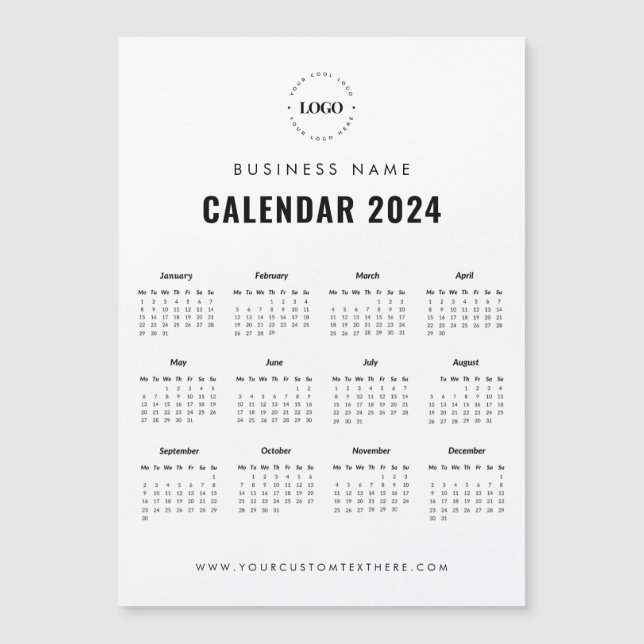 Convite Adicionar Calendário Magnético 2024 do Logotipo de (Frente)