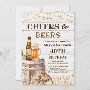 Convite adulto de 40 anos de idade Cheers and Beer