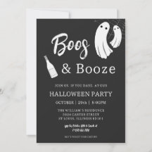Convite Adulto de Halloween Chic Preto Boos & Booz