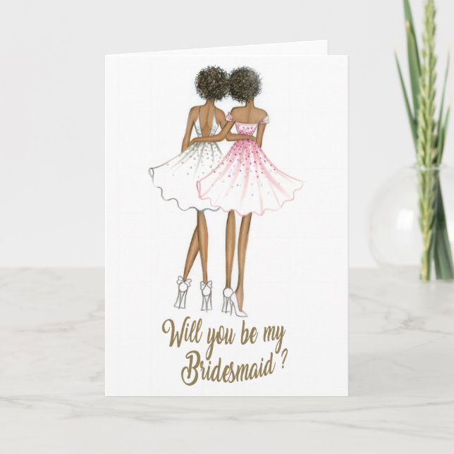 Convite AfricanAmericanBride/AfricanAmericanBridesmaidCard (Frente)