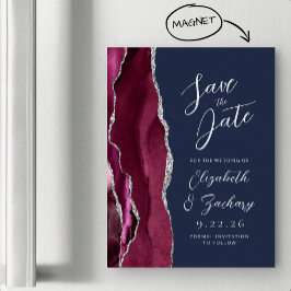 Convite Ágata Borgonha Prata Azul Casamento Salve a Data