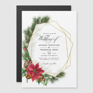 Convite Água-cor Floral Natal Geométrico Casamento Magn
