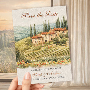 Convite Água-forte de Vinhedo Chianti para Casamento Save 