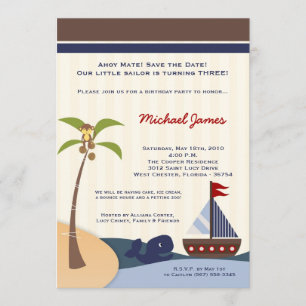 Convite Ahoy Mate Sailboat Whale Ahoy, 5 x 7