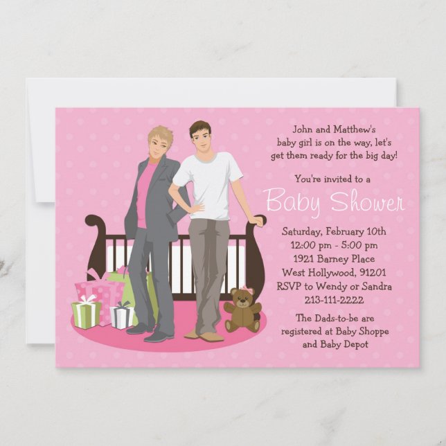 Convite alegre do chá de fraldas dos pais para a (Frente)