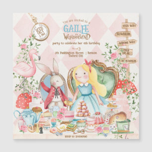 Convite Alice Adventures em Woderland Birthday Tea Party