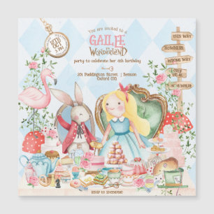 Convite Alice Adventures em Woderland Birthday Tea Party