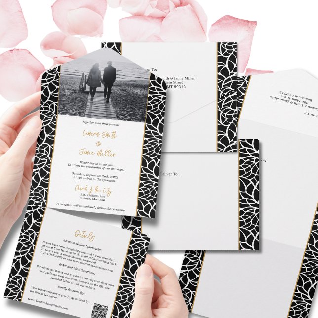 Convite All-in-One da Folhagem de abstrato (Abstract Line Foliage All-in-One Invitation)