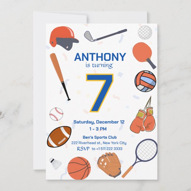 Convite All-Star Sports Birthday Bash 3 (Frente)