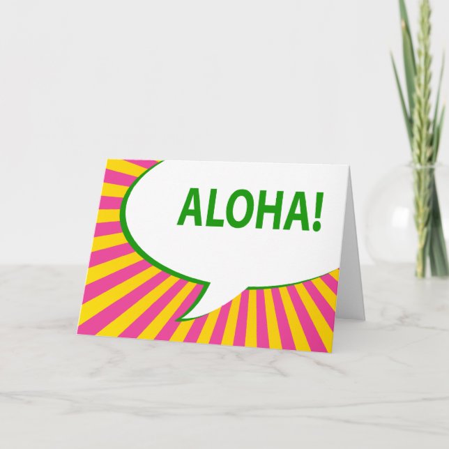 Convite Aloha! : bolha de fala em banda desenhada (Frente)