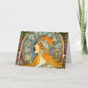 Convite Alphonse Mucha Art Nouveau Zodiac