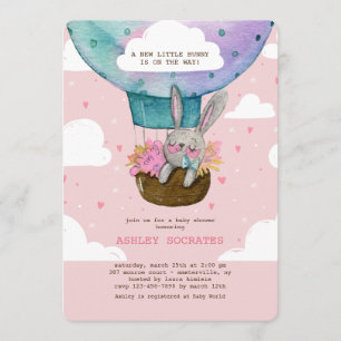 Convite alto de voo do chá de fraldas do coelho