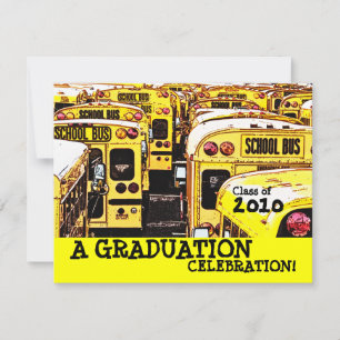 Convite Amarelo ao Ônibus Escolar de Festa de for