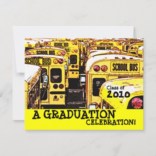 Convite Amarelo ao Ônibus Escolar de Festa de form (Frente)