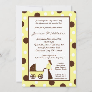 convite amarelo do chá de fraldas da carruagem da