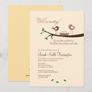 Convite amarelo do chá de fraldas de 2 gêmeos do