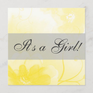 Convite amarelo e cinzento chique do chá de