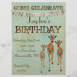 Convite ambarino & Azure do aniversário dos